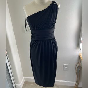 Maggy London Black Jersey One Shoulder Dress Size 6
